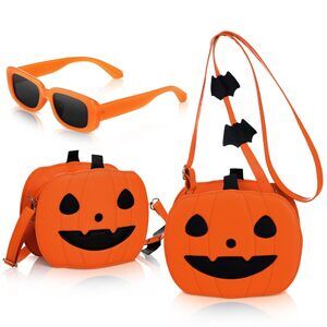 5004 2 Pcs Halloween Pumpkin Purse Halloween Crossbody Bag Cute Little Jack